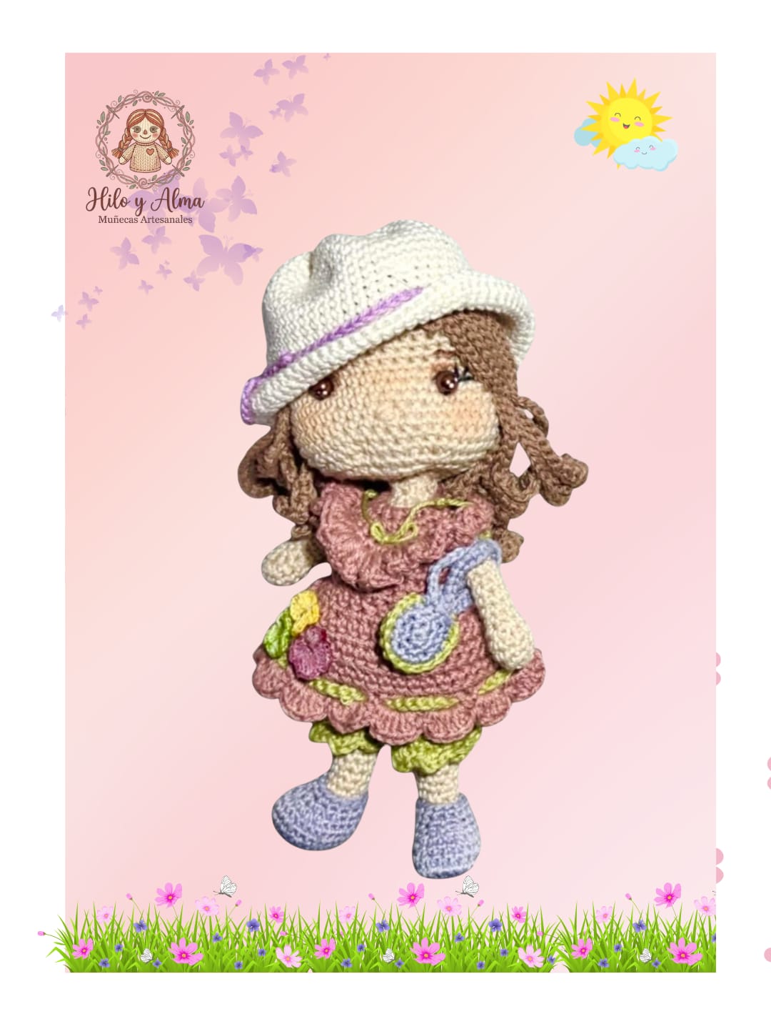 Zoe - Muñeca Artesanal Crochet 24cm