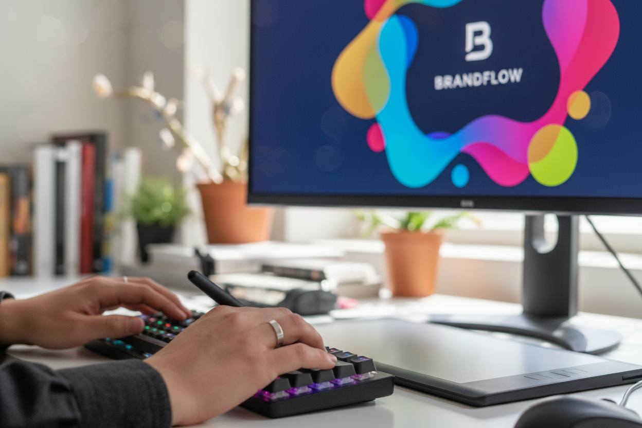 Diseñador gráfico profesional trabajando en estudio