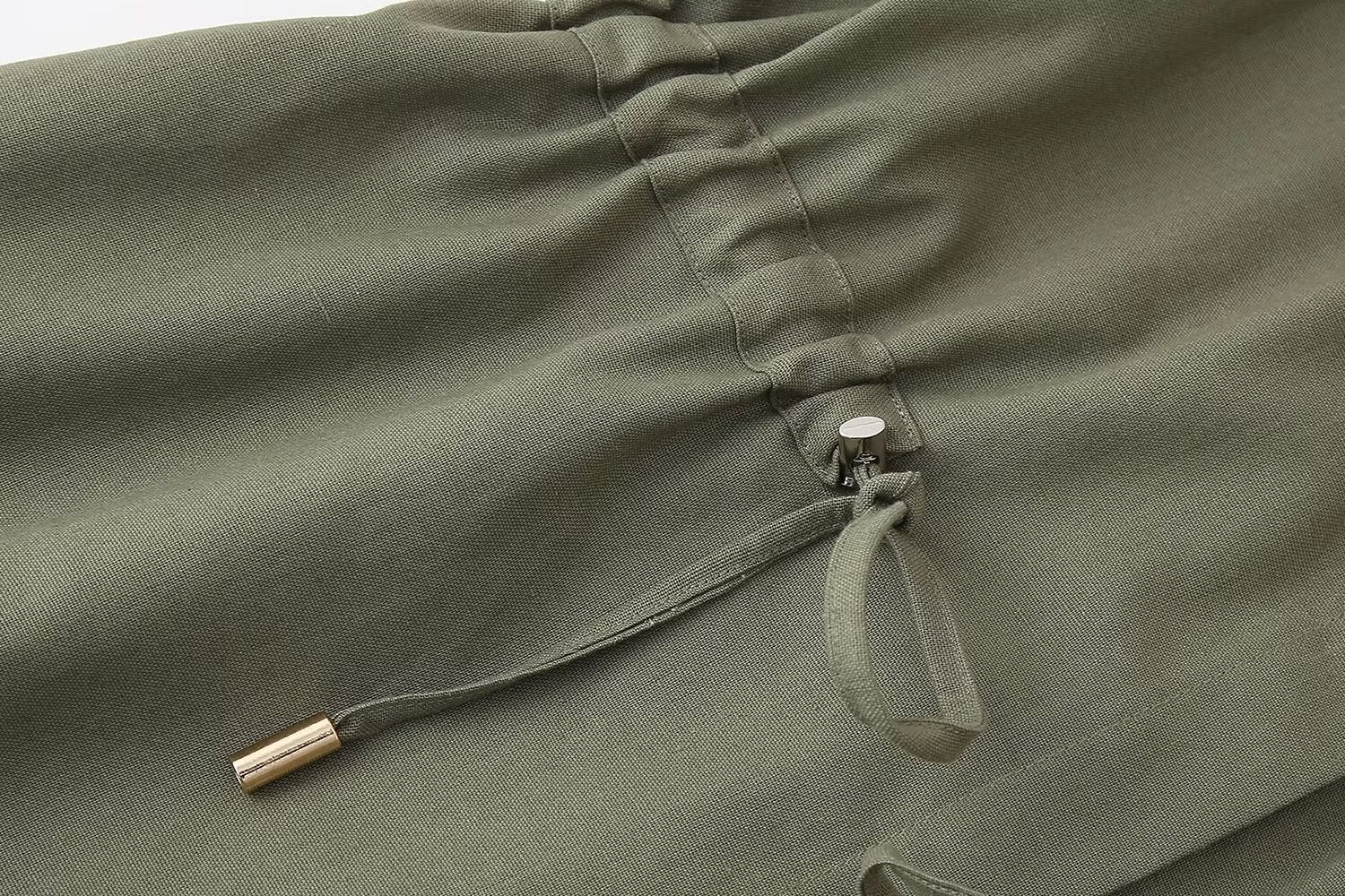 Linen Adjustable Waist Shirt Straight Leg Pants Suit Shell