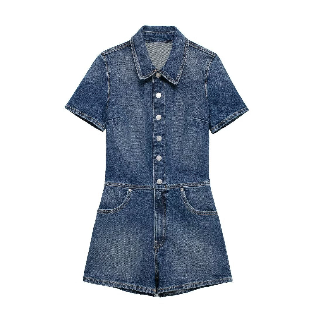 Women Denim Shorts Jumpsuit flightCourse