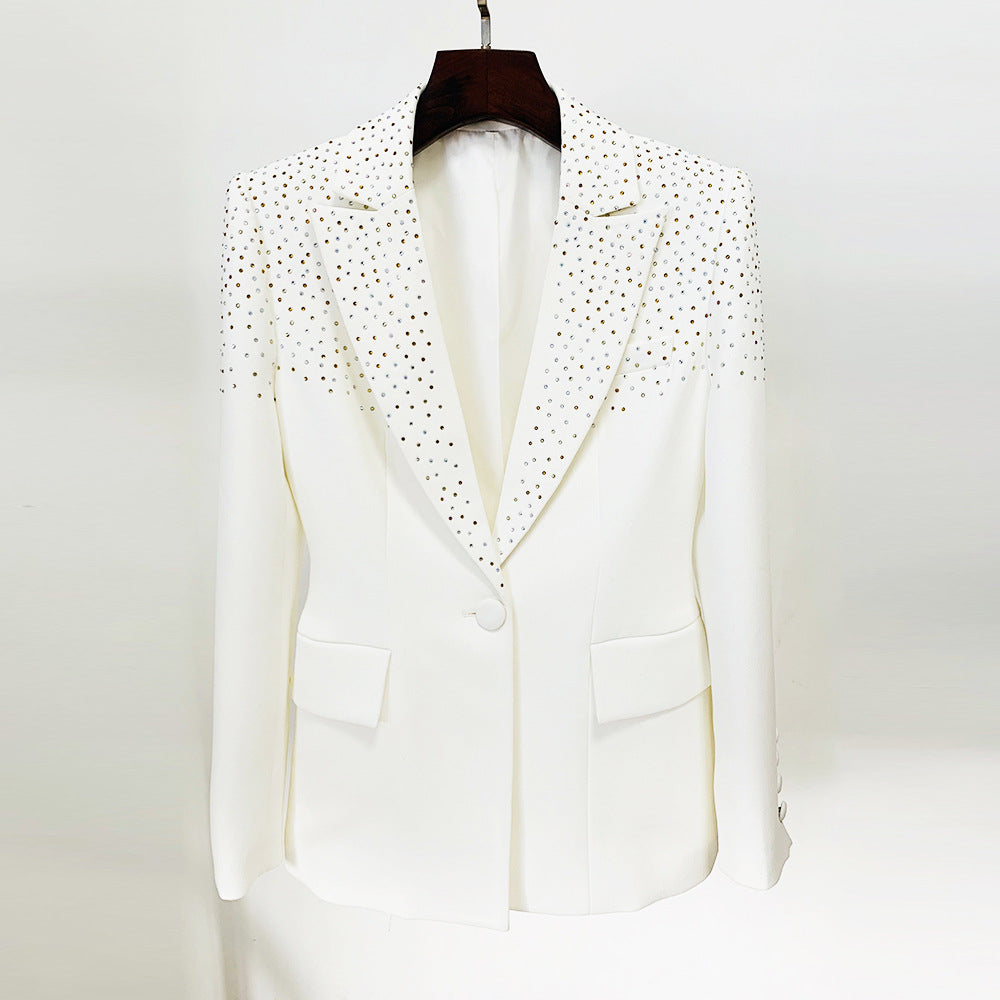 Blazer sottile con un bottone e strass per donna Olady