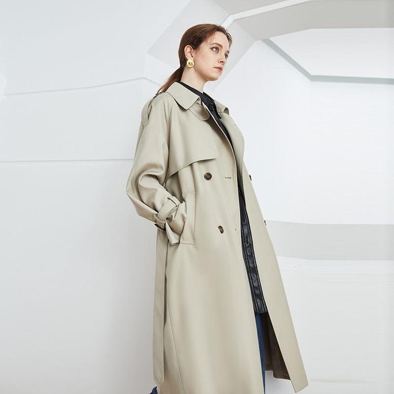 Doppio Petto Largo Cadente Lungo Trench Coat LaYio