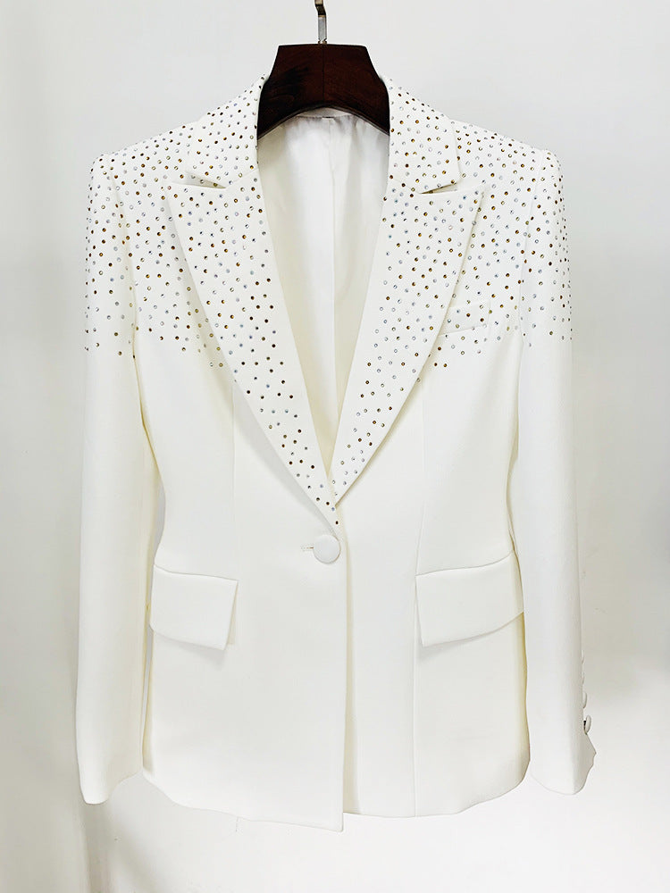 Blazer sottile con un bottone e strass per donna Olady