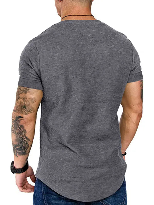Short-sleeved T-shirt bamboo cotton solid color round neck T-shirt men's bottoming shirt kakaclo