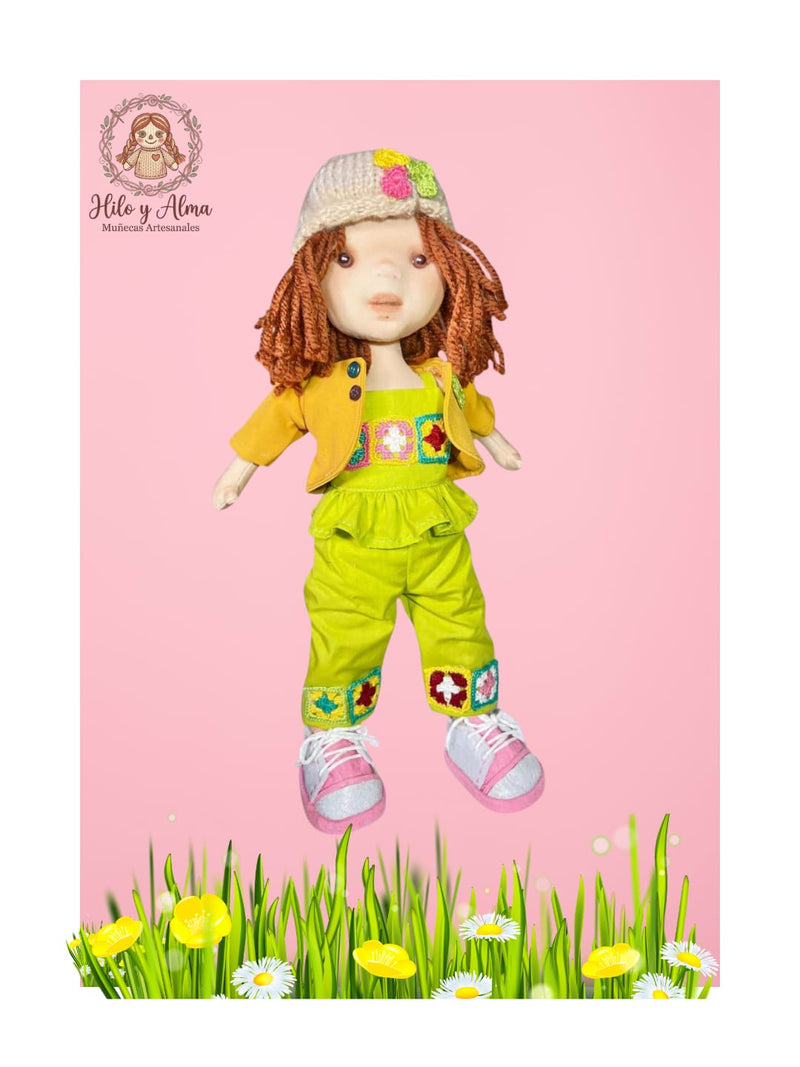 Mar - Muñeca Artesanal 40cm (Estilo Ecléctico Vibrante)