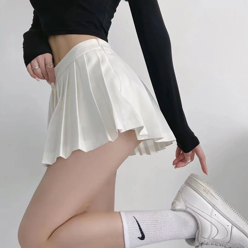 Zoki donne Sexy gonne a pieghe a vita alta estate Vintage minigonne coreano Tennis studente gonna da ballo progettata bianca eprolo