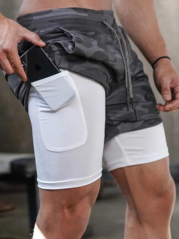 Pantaloncini due pezzi finti athleisure da uomo kakaclo