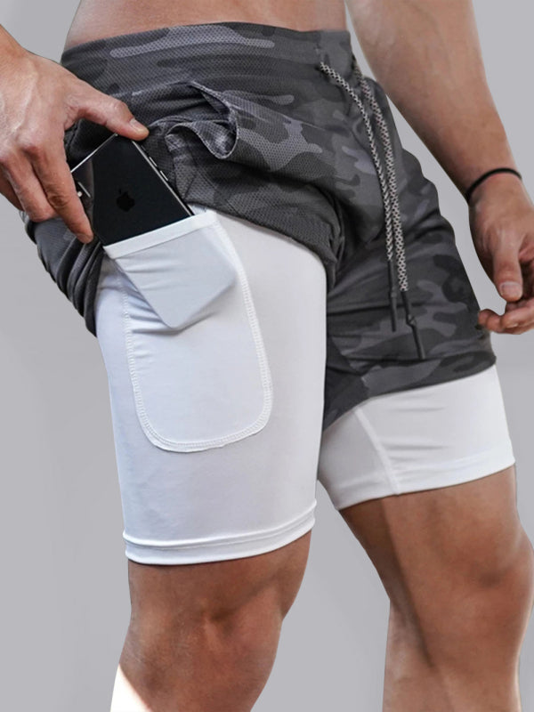 Pantaloncini due pezzi finti athleisure da uomo