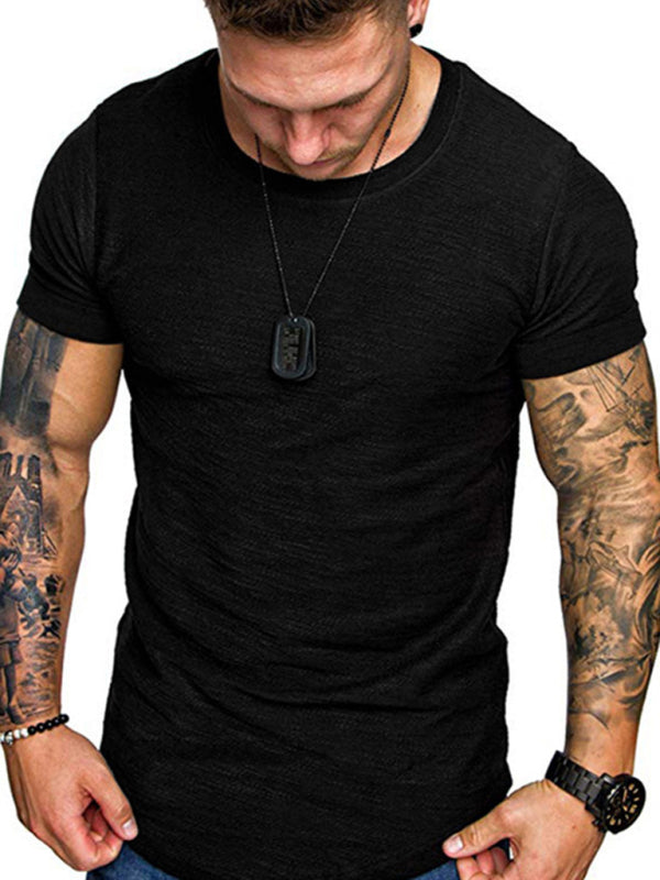 Short-sleeved T-shirt bamboo cotton solid color round neck T-shirt men's bottoming shirt kakaclo