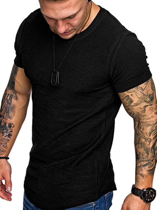 Short-sleeved T-shirt bamboo cotton solid color round neck T-shirt men's bottoming shirt kakaclo