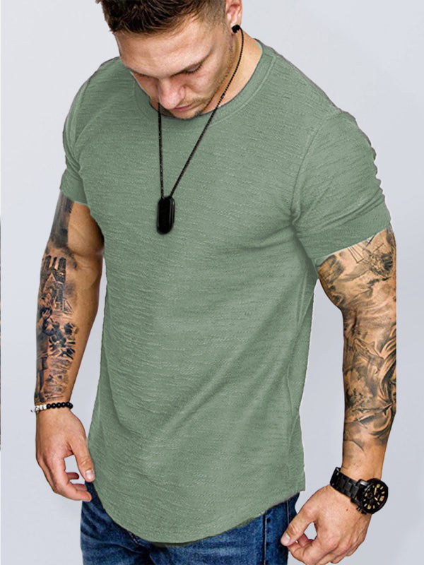 Short-sleeved T-shirt bamboo cotton solid color round neck T-shirt men's bottoming shirt kakaclo