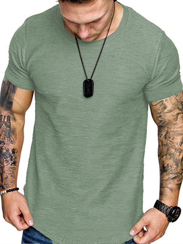 Short-sleeved T-shirt bamboo cotton solid color round neck T-shirt men's bottoming shirt kakaclo