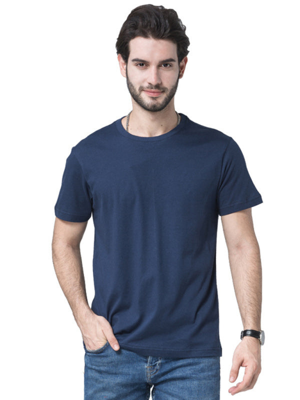 Loose solid color short-sleeved t-shirt men's pure cotton bottoming shirt kakaclo