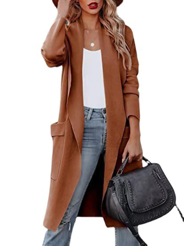 Women's casual long high-end women's woolen slim coat coat for women kakaclo