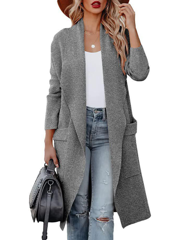 Women's casual long high-end women's woolen slim coat coat for women kakaclo