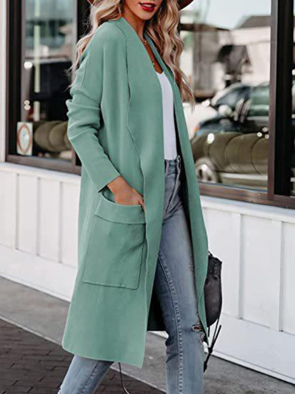 Women's casual long high-end women's woolen slim coat coat for women kakaclo