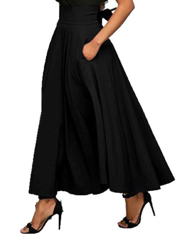 New style women's skirt solid color strap and ankle waist waist skirt kakaclo