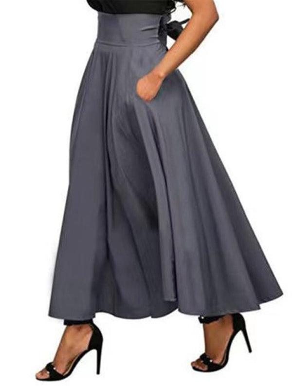 New style women's skirt solid color strap and ankle waist waist skirt kakaclo