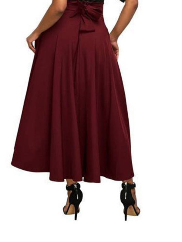 New style women's skirt solid color strap and ankle waist waist skirt kakaclo