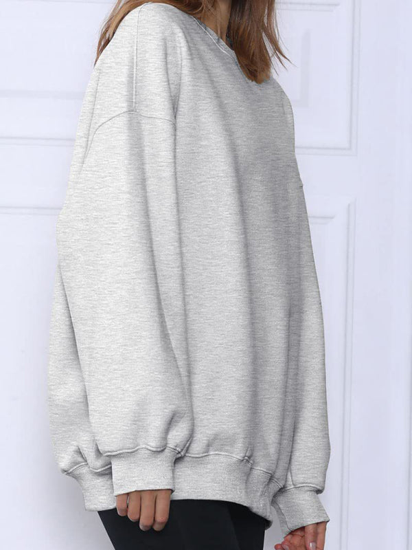 Round neck pullover loose casual fleece Sweatshirt kakaclo