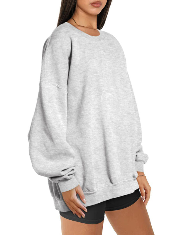 Round neck pullover loose casual fleece Sweatshirt kakaclo