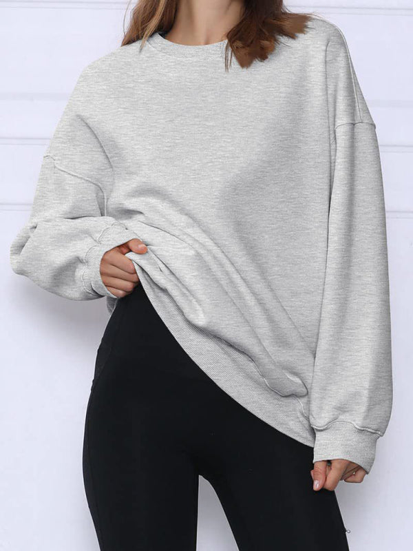 Round neck pullover loose casual fleece Sweatshirt