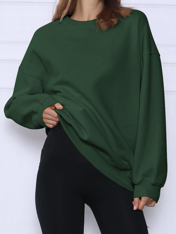 Round neck pullover loose casual fleece Sweatshirt