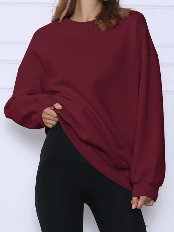 Round neck pullover loose casual fleece Sweatshirt kakaclo