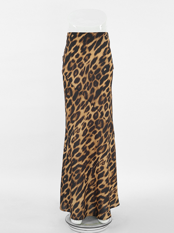 Sexy chiffon fishtail skirt floor-length leopard print skirt kakaclo