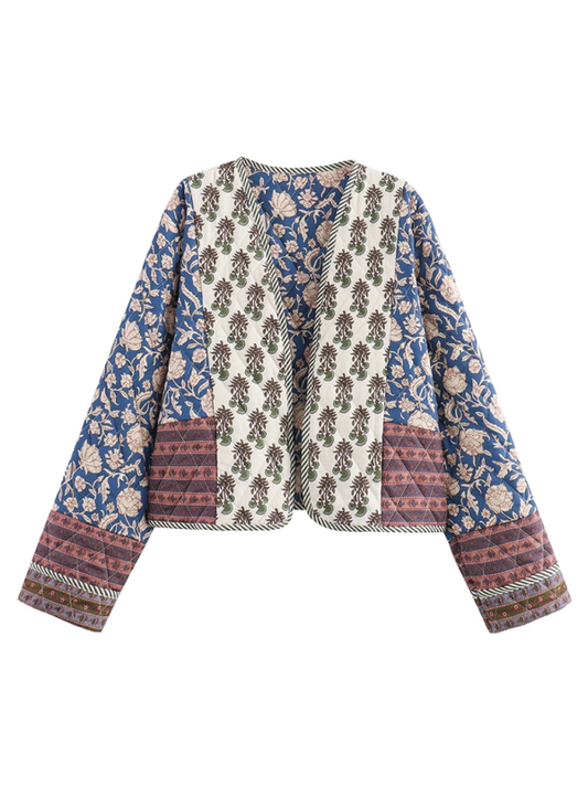 Reversible printed quilted jacket kakaclo