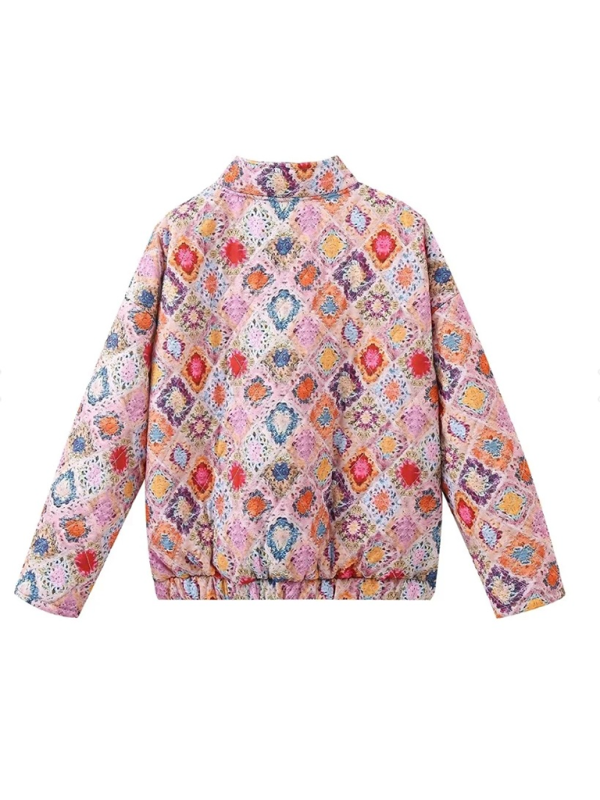 Vintage Geometric Print Cotton Jacket kakaclo