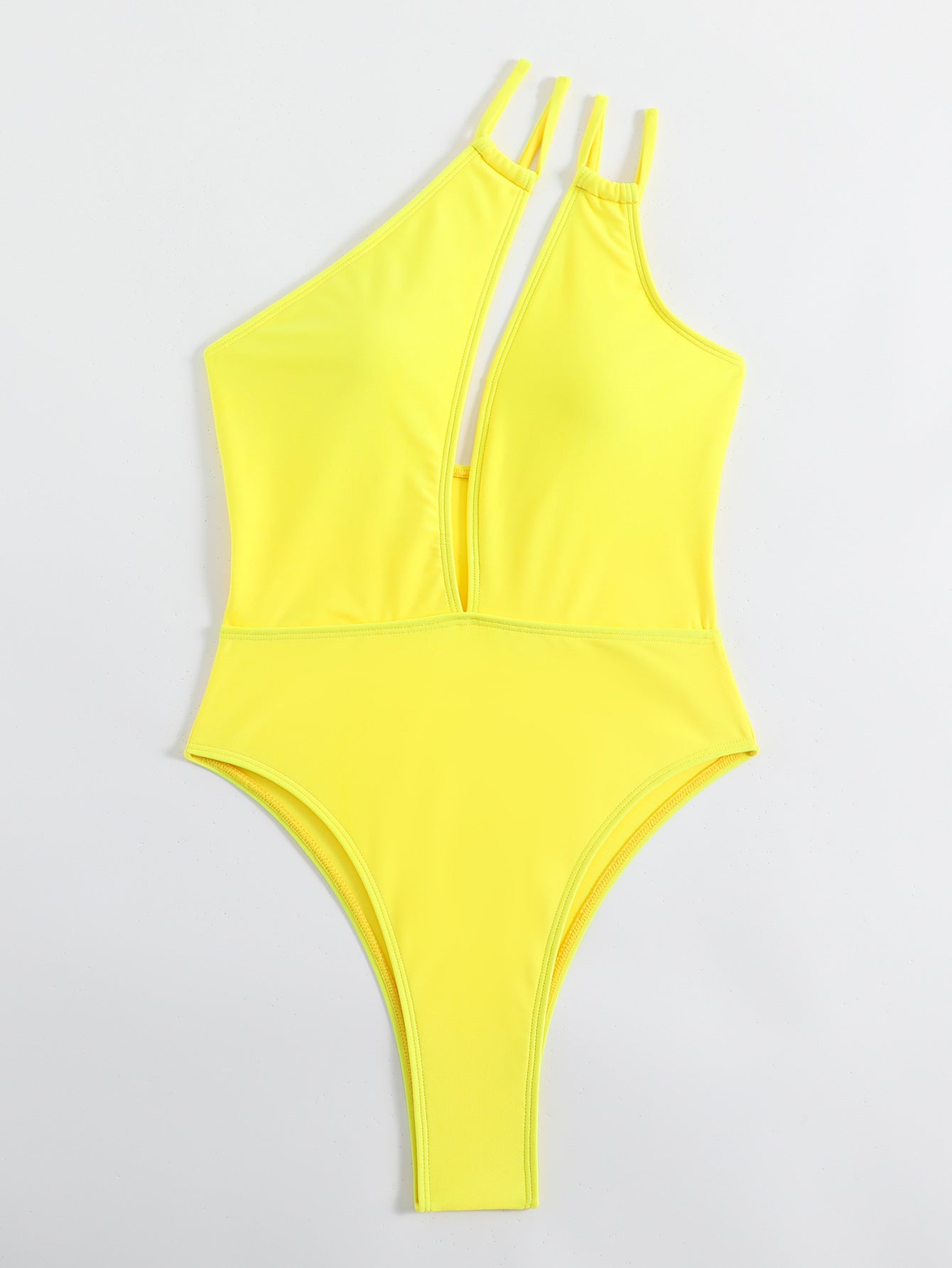 Swimsuit Solid Color Rope Shoulder One Piece Bikini Summertime