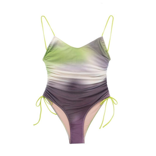 Spring Women Long Sleeved Printed Silk Net Swimsuit flightCourse