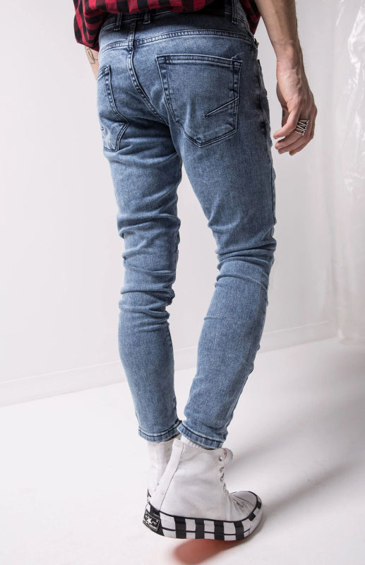 Men's Fashion Frayed Slim Fit Long Jeans kakaclo