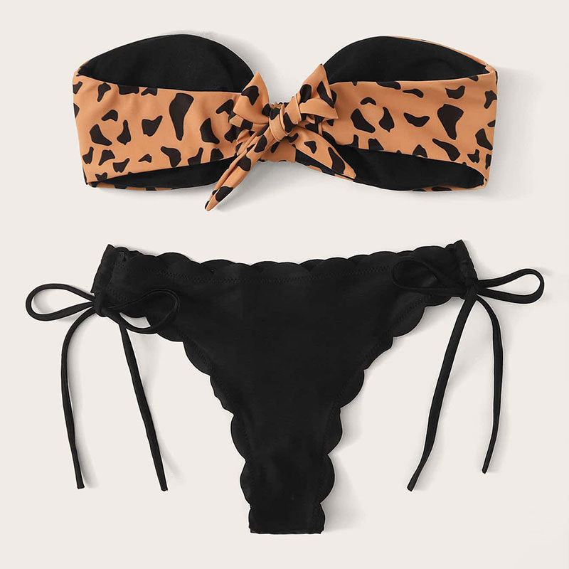 Leopard Print Split Swimsuit Freedeo