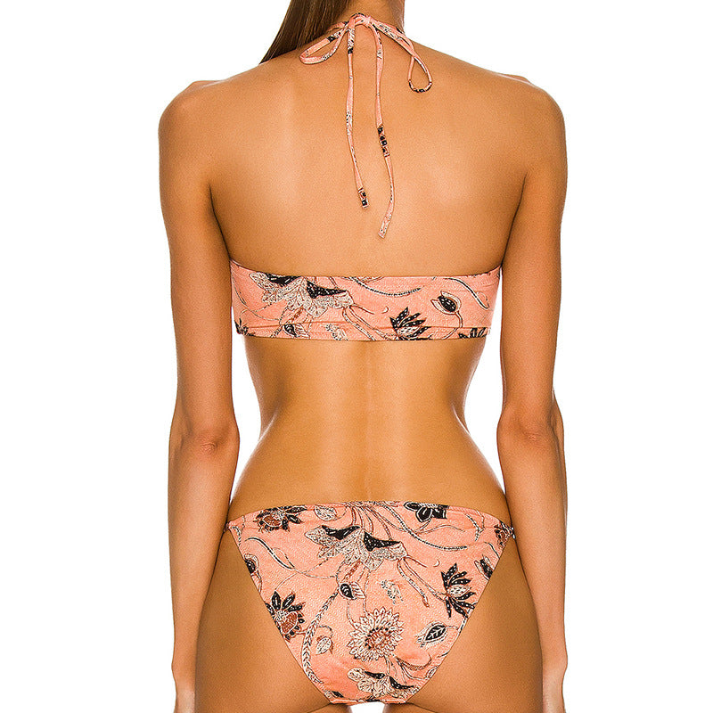 Split Printed Swimsuit Foreign Single Women Swimsuit Printed Strap Women Split Bikini Summertime