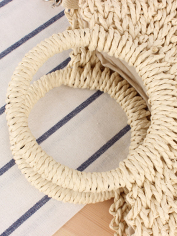 Half round straw woven bag beach hand woven bag holiday women's bag kakaclo