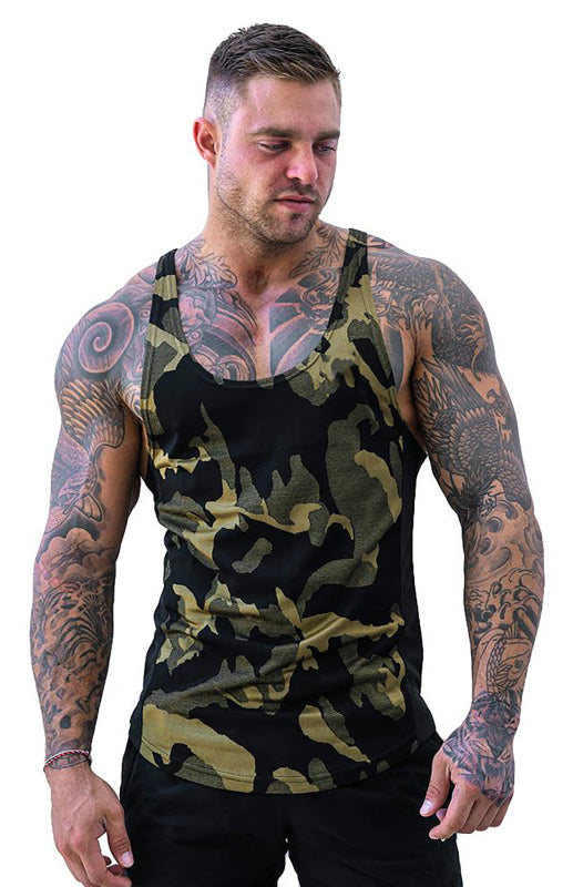 Men's Camouflage Print Breathable Quick Dry Sleeveless Tank Top kakaclo