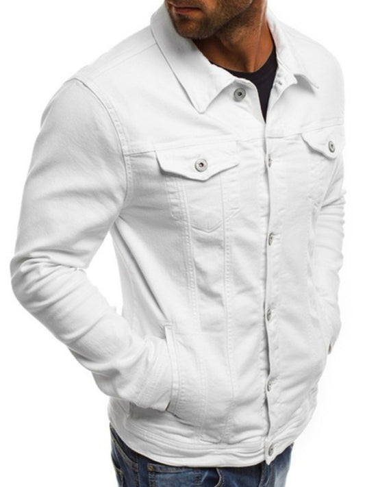 Trendy Fashion Casual Slim Denim Jacket Multi Pocket Button Stand Collar Workwear Jacket kakaclo