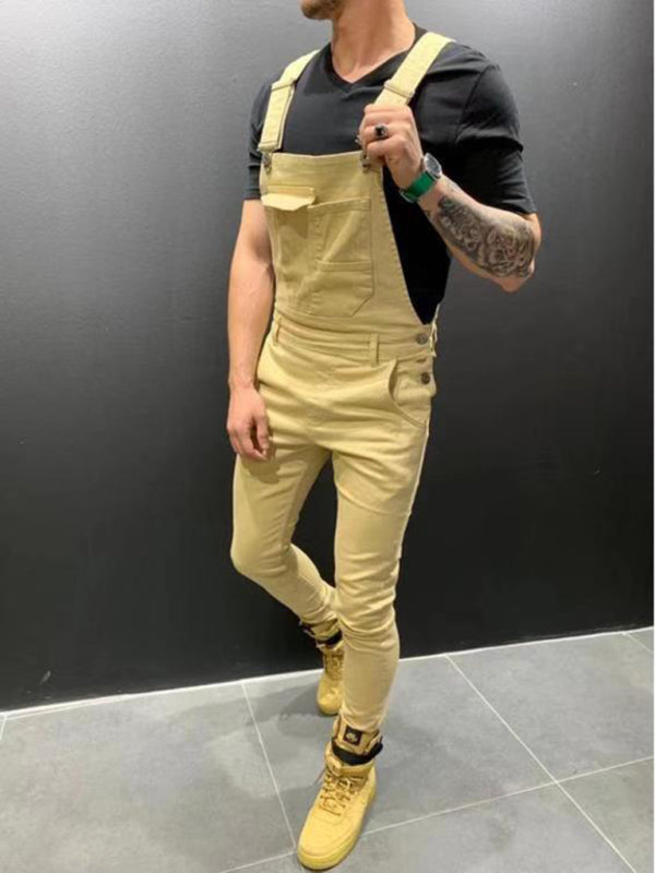 Men's Garment Dyed Denim Carpenter Overalls kakaclo