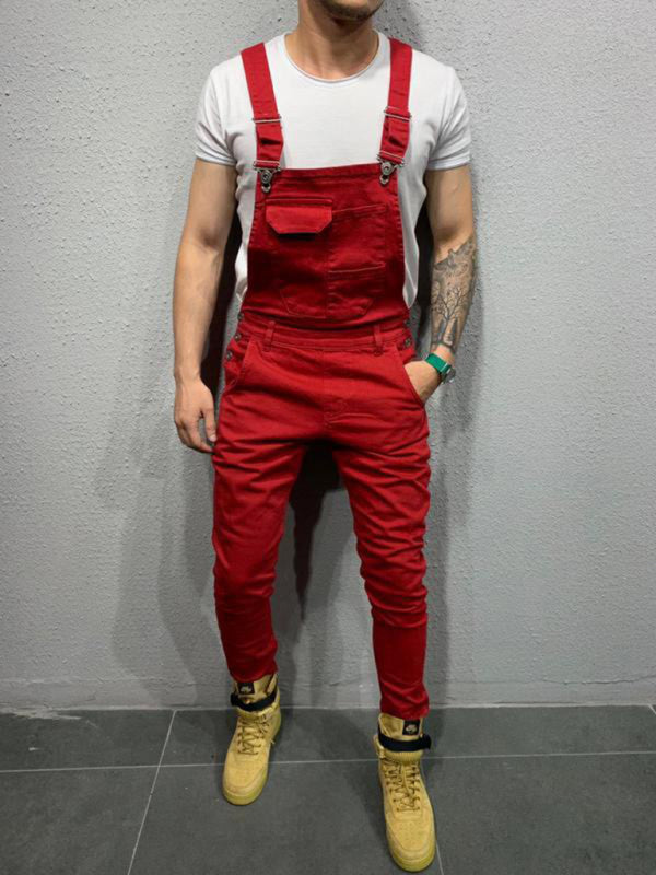 Men's Garment Dyed Denim Carpenter Overalls kakaclo