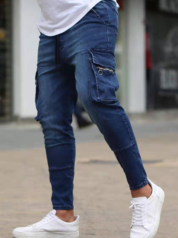 Men's Skinny Fit Cargo Snap Stretch Jeans kakaclo