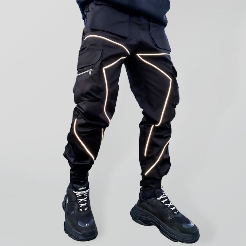 Men's Multi-pocket Line Design Cargo Pants kakaclo