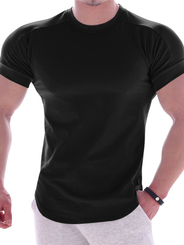 Men's Solid Color Workout Ready Compression Short-sleeve T-shirt kakaclo