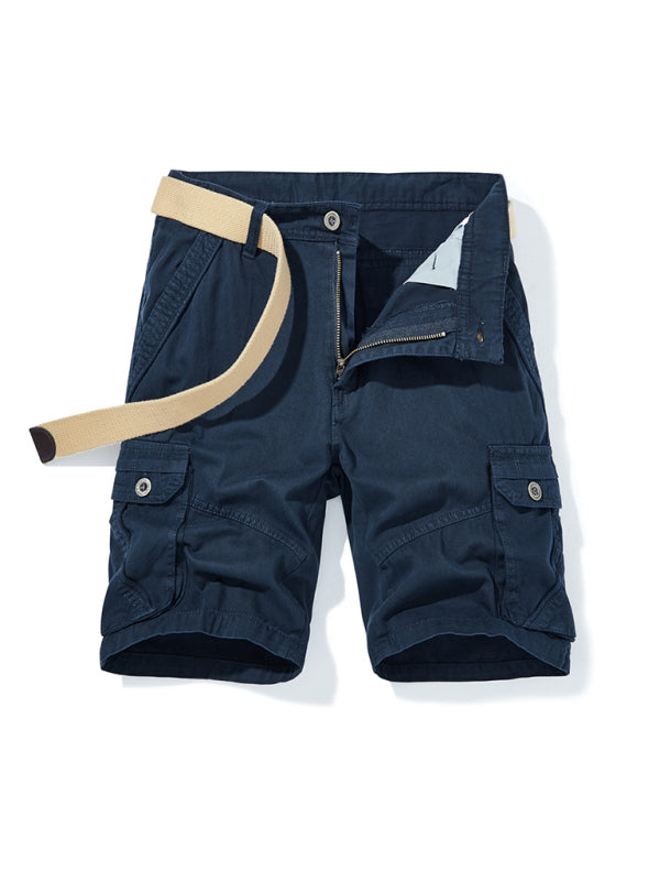Men's Belted Double Pocket Cargo Shorts kakaclo