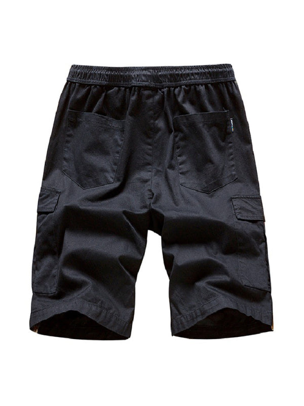Men's Elastic Waist Drawstring Pocket Cargo Shorts kakaclo