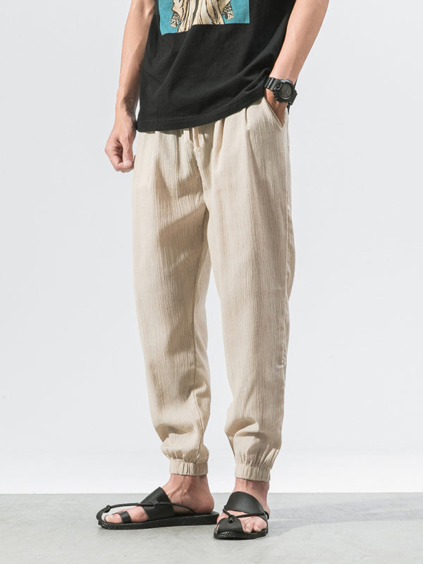 Men's Solid Color Linen Pants kakaclo