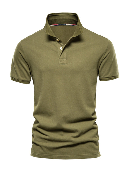 Men's solid color lapel casual short-sleeved POLO shirt kakaclo