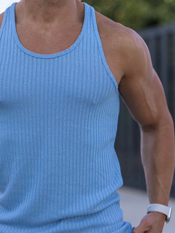 Men'S Solid Color Ribbed Muscle Tank kakaclo
