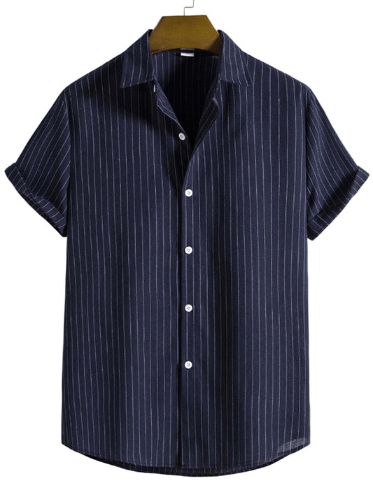 Men's Fashion Trend Casual Striped Short Sleeve Shirt kakaclo